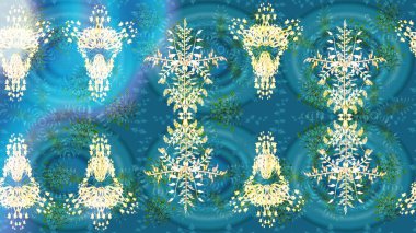 Güzel dekorasyon. Raster illüstrasyon kar taneleri. Kışın sembolü. Ayrı suluboya kar taneleri mavi, yeşil ve nötr renklerde.