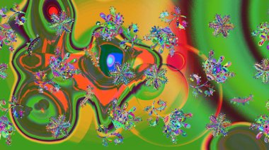 Desen, çizim, çiçek sınırı. Çiçek çelengi. Güzel, parlak, pürüzsüz kumaş, tuval. Kıvırcık, parlak örgü. Eski moda arka plan. Raster illüstrasyonu.