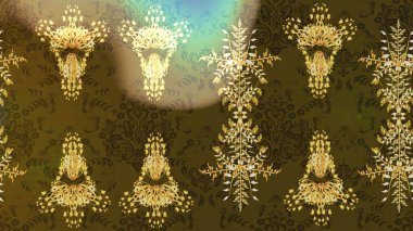 Yüzey için tekrarlanan doku, ambalaj kağıdı, kahverengi, nötr ve bej renkler. Kış kar tanesi, raster arka plan. Raster illüstrasyonu. Renkli arka planda izole edilmiş güzel kar taneleri.