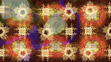 Güzel, kahverengi, turuncu ve bej kar taneleri renkli bir arkaplanda izole edilmiş. İllüzyon. Düşen Noel stili kar taneleri. Kar taneleri, kar yağışı.