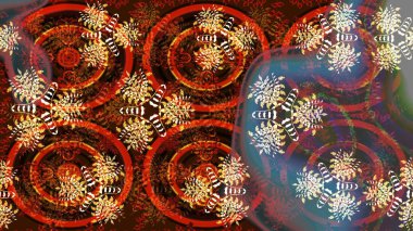 Renkli Bahar Teması eskiz kalıbı. Çiçeksel fantezi tasarımı ve parlak bir arka plan çizimi. Düz Çiçek Elementleri Tasarımı.