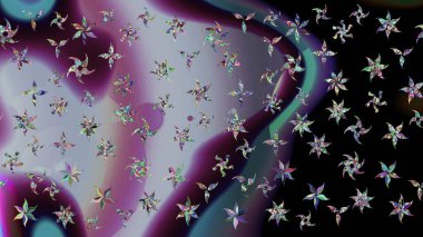 Çiçekli karalama şeklinde Raster çiçek deseni. Yumuşak, bahar çiçekli arka plan. Siyah renkte çiçekler.