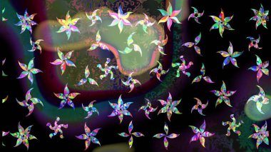 Kış arka plan. Noel kar taneleri ile arka plan. Raster Noel renkli arka plan ile sevimli kar tanesi. Raster illüstrasyon.