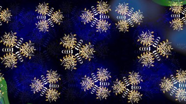 Kar taneleri radyal siyah ve mavi renkler. Renkli arka planda güzel kar taneleri. Raster illüstrasyonu..