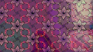 Mor ve nötr renklerde Asya tekstili. Suluboya çiçekli çiçek deseni. Raster illüstrasyonu.