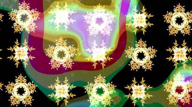 Yeşil ve siyah renkli suluboya kar taneleri. Kışın sembolü. Güzel dekorasyon. İllüstrasyon kar tanesi.