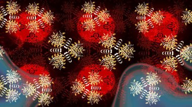 Çiçekli çiçek deseni, suluboya. Düz Çiçek Elementleri Tasarım Raster illüstrasyonu. Siyah ve kırmızı renkte çiçekler. Renkli Bahar Teması çizim şablonu.