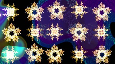 Güzel bir kış süsü. Renkli kar taneleri Raster çizimi. Raster mavisi, siyah ve mor kar tanesinden izole edilmiş..