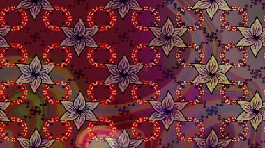 Kar tanesi renkli desen. Snowflakes desen. Raster kar taneleri arka plan. Renk arka plan üzerinde izole soyut kar taneleri ile düz tasarım. Raster illüstrasyon.