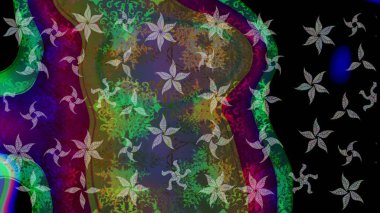 Siyah renkte güzel çiçekler, suluboya desenli, duvar kağıdı, kart ya da kumaş için fayanslı eskizler. Raster..