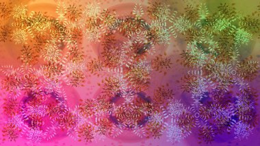 Pembe, kahverengi ve turuncu renklerde şirin soyut kar taneleri raster tasarımı. Yeni yıl kar tanesi. Düz kar karalama ikonları, kar taneleri silueti Noel afişi için, kartlar.