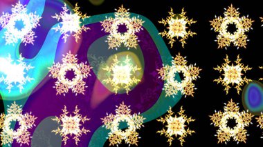 Mor ve siyah renkli kristal kar tanesi. Raster illüstrasyonu.