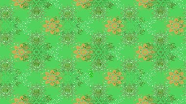 Çok yeşil zarif küçük çiçekler ve yeşil renkli komik böcekler, raster desen, illüstrasyon.