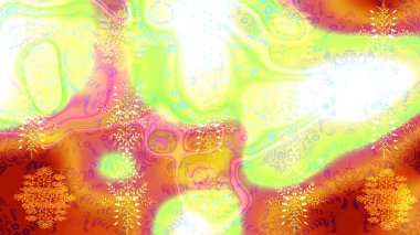 Sarı, turuncu ve yeşil renkli kristal kar taneleri. Raster illüstrasyonu.