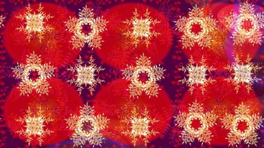 Kar tanesi renkli desen. Snowflakes desen. Raster kar taneleri arka plan. Renk arka plan üzerinde izole soyut kar taneleri ile düz tasarım. Raster illüstrasyon.