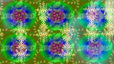 Kar Tanesi Raster illüstrasyonu. Kar Tanesi Simgesi. Yeşil, mavi ve nötr renklerde izole edilmiş. Kış kar taneleri.