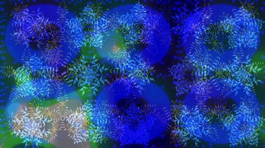 Raster kış deseni. Mavi, yeşil ve gri renkler üzerine tasarım. Çiçek Elementleri 'nin soyut geçmişi. Raster illüstrasyonu.