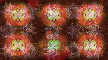 Son moda kar taneleri ve elementler onun kartlarını gösteriyor. Kar taneleri tasarımı. Modern soyut tasarım posteri, kapak, kahverengi, turuncu ve pembe renkli kart tasarımı. Retro biçim dokusu, kış elementleri.