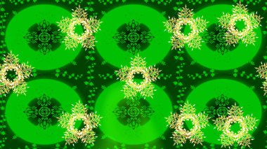 Yeşil renkte kar tanesinden yapılmış kış deseni. Kış konsepti Düz yatıyordu. Raster illüstrasyonu.