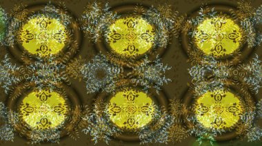 Raster Noel soyut renkli arka plan ve tatlı kar tanesi. Farklı kar taneleri toplayıcısı, kahverengi, yeşil ve sarı renklerde kış elementleri..