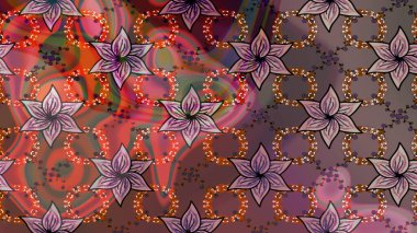 Parlak renkli çiçekleri ve kahverengi renkli yaprakları olan harika bir çiçek deseni. Moda baskıları için zarif bir şablon. Modern çiçek arkaplanı. Halk stili.