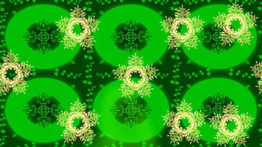 Yeşil renkte kar tanesinden yapılmış kış deseni. Kış konsepti Düz yatıyordu. Raster illüstrasyonu.