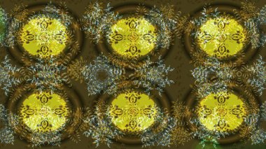 Raster Noel soyut renkli arka plan ve tatlı kar tanesi. Farklı kar taneleri toplayıcısı, kahverengi, yeşil ve sarı renklerde kış elementleri..