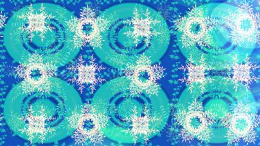 Yeşil, nötr ve mavi renkler üzerine şirin soyut kar tanesi raster tasarımı. Düz kar karalama ikonları, yılbaşı afişi için kar taneleri silueti, kartlar. Yeni yıl kar tanesi.