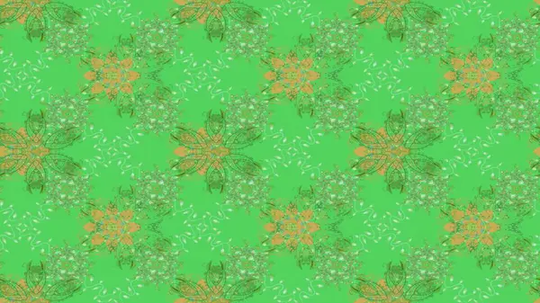 Yeşil ve nötr renklerde suluboya kar taneleri. Kışın sembolü. Güzel dekorasyon. Raster çizimi kar taneleri.