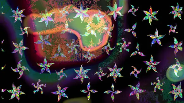 Çiçekli karalama şeklinde Raster çiçek deseni. Yumuşak, bahar çiçekli arka plan. Siyah renkte çiçekler.