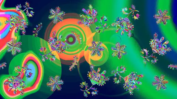 Kar Tanesi Simgesi. Raster illüstrasyonu. Kar tanesi yeşil ve mavi renklerde izole edilmiş. Raster illüstrasyonu.