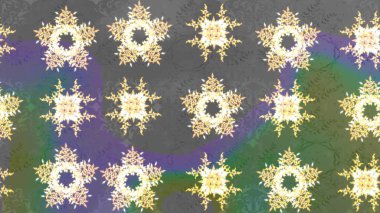 Basit bir kar tanesi. Gri ve yeşil renklerin çizimi. Soyut duvar kâğıdı, ambalaj dekorasyonu. Kışın sembolü, mutlu noeller, mutlu yeni yıl kutlaması Raster illüstrasyonu..