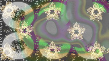 Son moda kar taneleri ve elementler onun kartlarını gösteriyor. Muhteşem tasarım posteri, kapak resmi, gri, nötr ve yeşil renkli kart tasarımı. Kar taneleri tasarımı. Retro biçim dokusu, soyut kış elementleri.