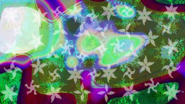 Kar tanesi renkli desen. Snowflakes desen. Raster kar taneleri arka plan. Renk arka plan üzerinde izole soyut kar taneleri ile düz tasarım. Raster illüstrasyon.