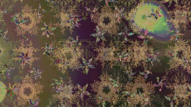 Raster çiçek desenli çiçek deseni, yapraklar, dekoratif elementler, sıçrama, lekeler, el çizimi kontur çizgileri ve Doodle çizim stili, grafik raster çizim çizimi.