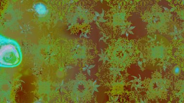 Kış kar tanesi, raster arka plan. Renkli arka planda izole kar taneleri. Yüzey için tekrarlanan doku, ambalaj kağıdı, kahverengi ve yeşil renkler. Raster illüstrasyonu.