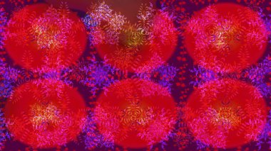 Kış kartı Mutlu Noeller, Yeni Yıl ve Mutlu Tatil Raster çizimleri. Kar taneleri arka planda. Kırmızı ve mor kar taneleri ile kırmızı ve mor renkte Noel kartı.