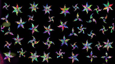 Farklı kar taneleri toplayıcısı, siyah ve yeşil renklerde kış elementleri. Raster Noel soyut renkli arkaplan ve tatlı kar tanesi.