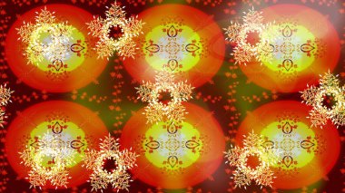 Kar taneleri arka planda. Turuncu ve kırmızı kar taneli Noel kartı. Turuncu ve kırmızı renkli. Kış kartı Mutlu Noeller, yeni yıl ve mutlu bayramlar..