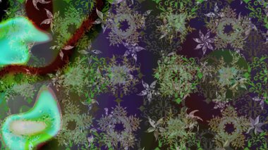 Farklı kar taneleri toplayıcısı, yeşil ve gri renklerde kış elementleri. Raster Noel soyut renkli arkaplan ve tatlı kar tanesi.