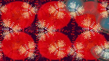 Düşen Noel stili kar taneleri. Renkli bir arka planda izole edilmiş güzel kırmızı kar taneleri. Kar taneleri, kar yağışı. Görüntü.