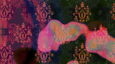 Raster Çiçek İllüstrasyonu güzel tekstil. Gri renkli etnik çiçeklerle zarif eskiz deseni.