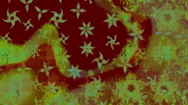 Renkli unsurlarla hareketli arka plan görüntüleri. Çiçekler. Eski model. Bayrak tarzı. Video kaydı. Şablon. Döngü. Kusursuz..