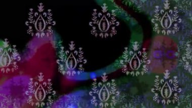 Renkli unsurlarla hareketli arka plan görüntüleri. Çiçekler. Eski model. Bayrak tarzı. Video kaydı. Şablon. Döngü. Kusursuz..