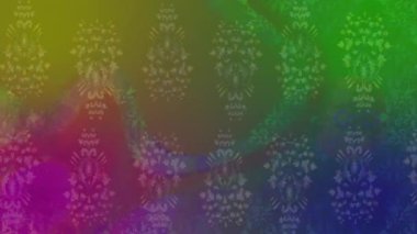 Renkli unsurlarla hareketli arka plan görüntüleri. Çiçekler. Eski model. Bayrak tarzı. Video kaydı. Şablon. Döngü. Kusursuz..