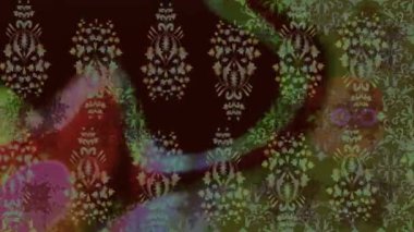 Renkli unsurlarla hareketli arka plan görüntüleri. Çiçekler. Eski model. Bayrak tarzı. Video kaydı. Şablon. Döngü. Kusursuz..