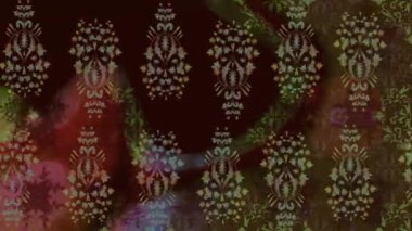 Renkli unsurlarla hareketli arka plan görüntüleri. Çiçekler. Eski model. Bayrak tarzı. Video kaydı. Şablon. Döngü. Kusursuz..