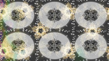 Raster illüstrasyonundaki çiçek desenli çizim. Gri renkli çiçekler.