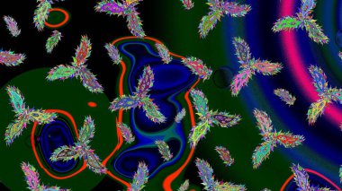 Güzel bir kış süsü. Renkli kar taneleri Raster çizimi. Raster mavisi, siyah ve yeşil kar tanesinden izole edilmiş.