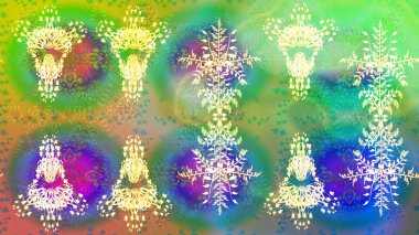 Küçük çiçekteki sevimli çiçek deseni. Raster deseni. Yeşil, nötr ve mavi renklerde yaz çiçekleri. Raster illüstrasyonu.